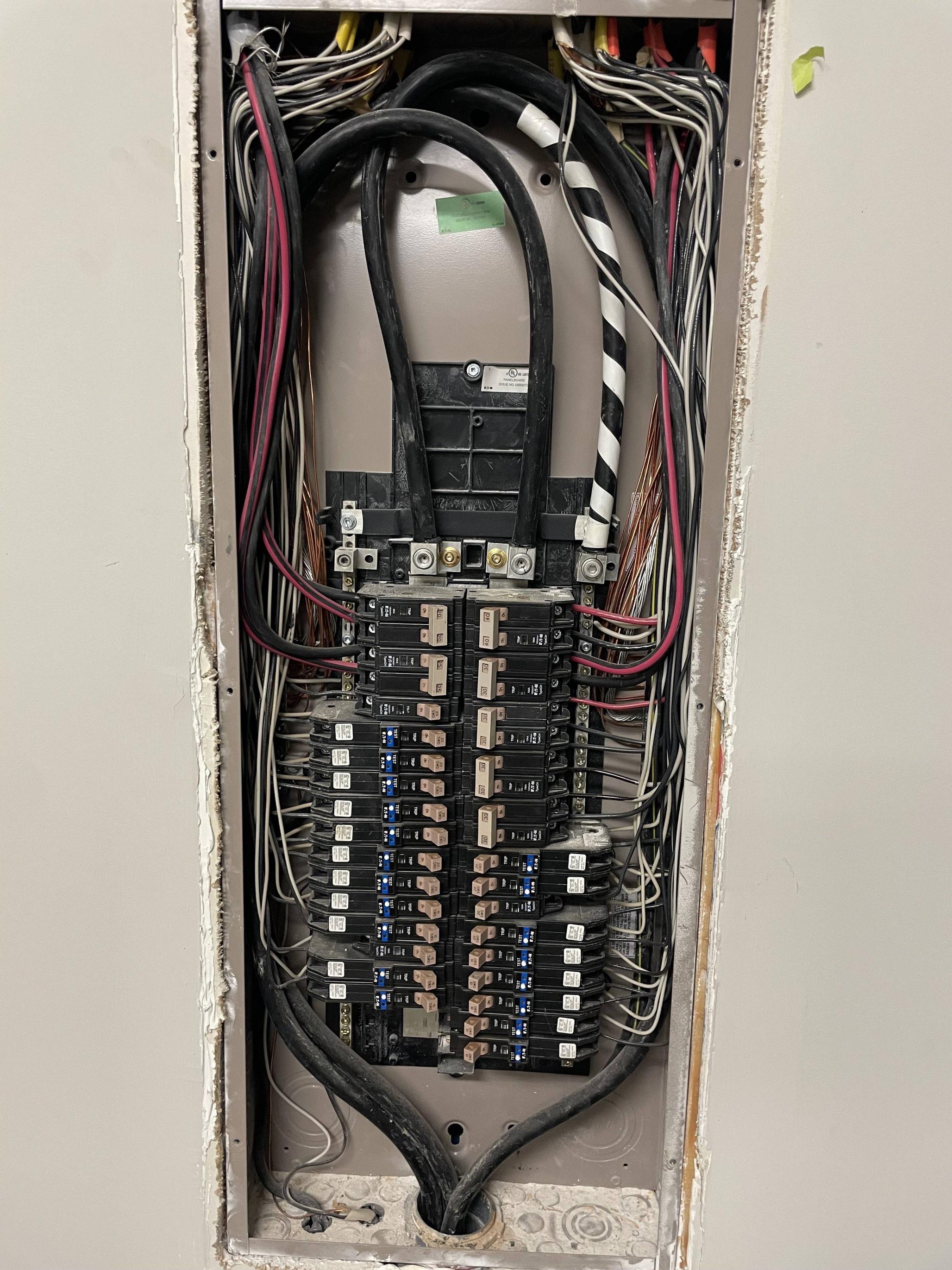 Electrical panel wiring in a residential service setup