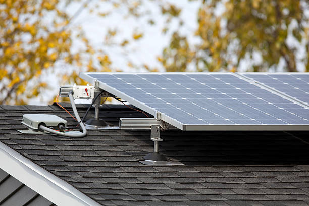 Close-up of solar panels installed on a residential roof